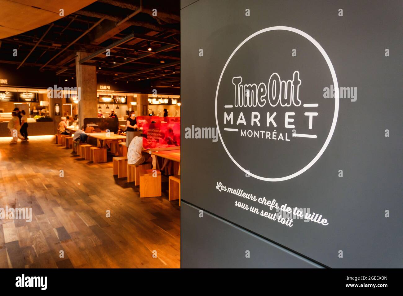 Montreal, CA - 17 July 2021: Time Out Market food hall in Centre Eaton Stock Photo