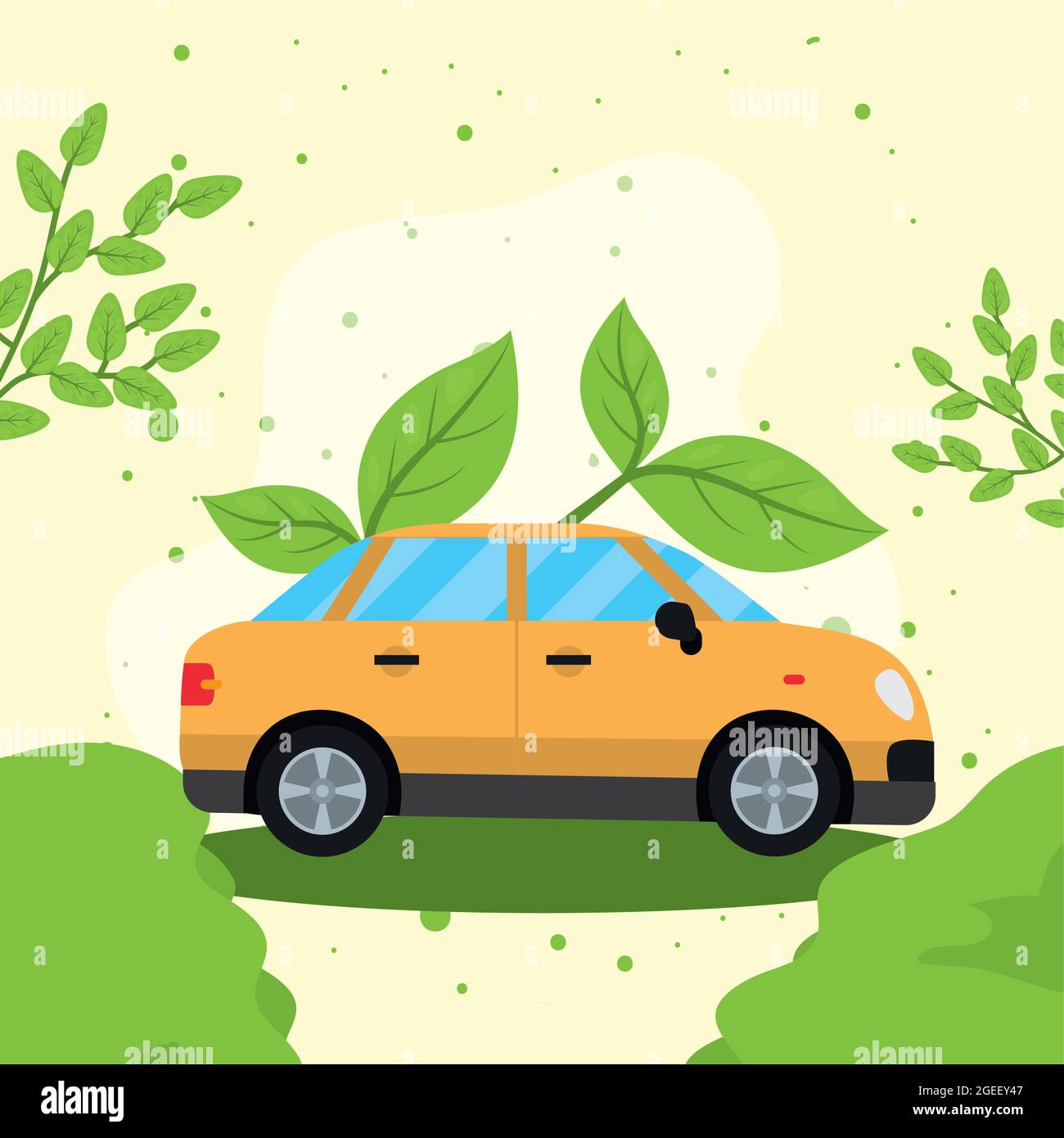 car eco transport with leaves nature Stock Vector Image & Art - Alamy