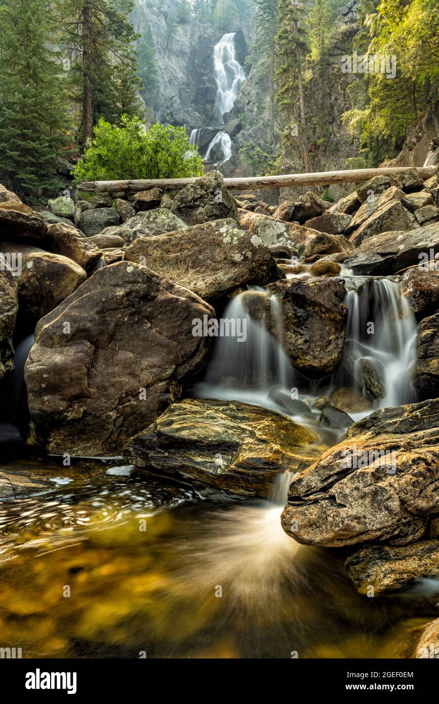 A pool downstream of Fish Creek Falls In Steamboat Springs, Colorado. Stock Photo