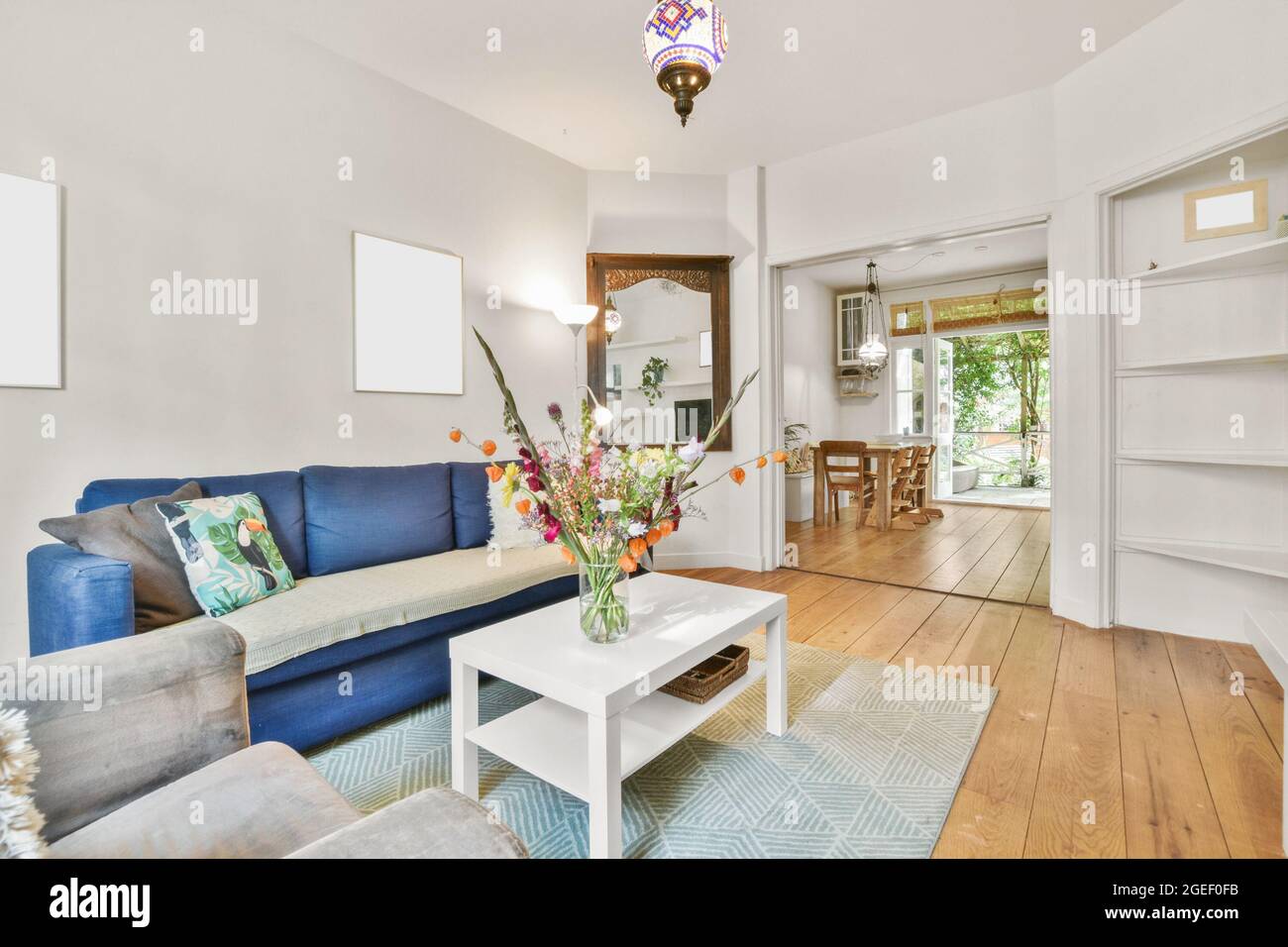 Beautiful modern bright living room interior design in bright colors ...
