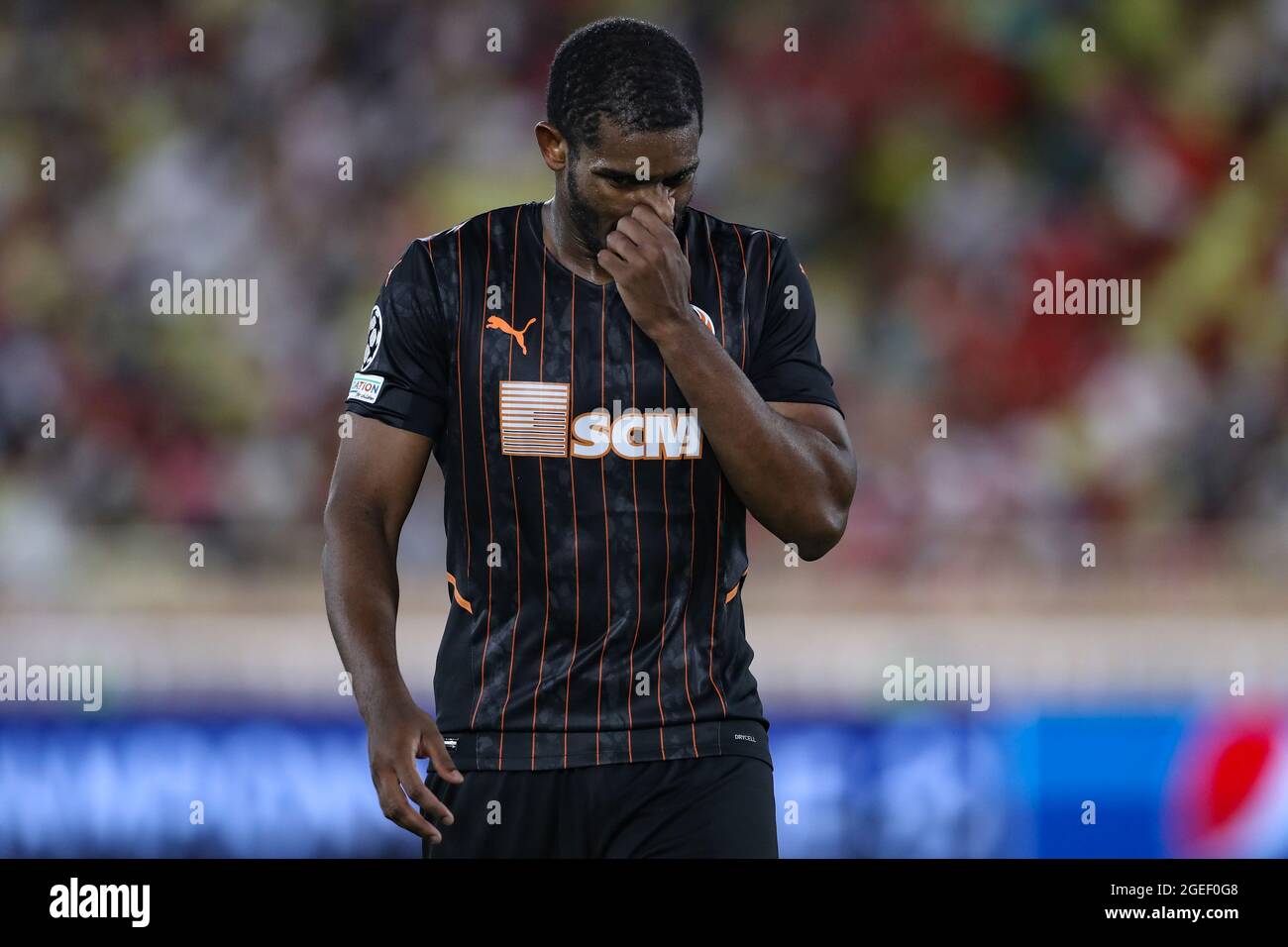 Monaco, Monaco, 17th August 2021. Marlon of FC Shakhtar Donetsk reacts during the UEFA Champions League match at Stade Louis II, Monaco. Picture credit should read: Jonathan Moscrop / Sportimage Stock Photo