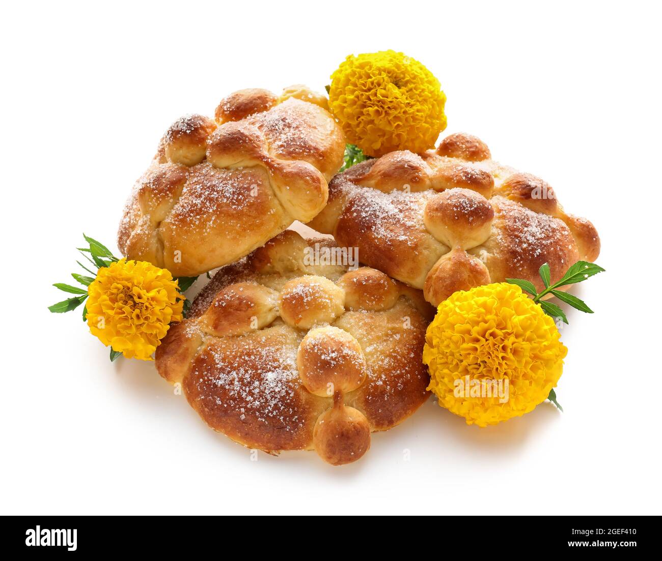 Bread of the dead on white background. Celebration of Mexico's Day of the Dead (El Dia de Muertos) Stock Photo