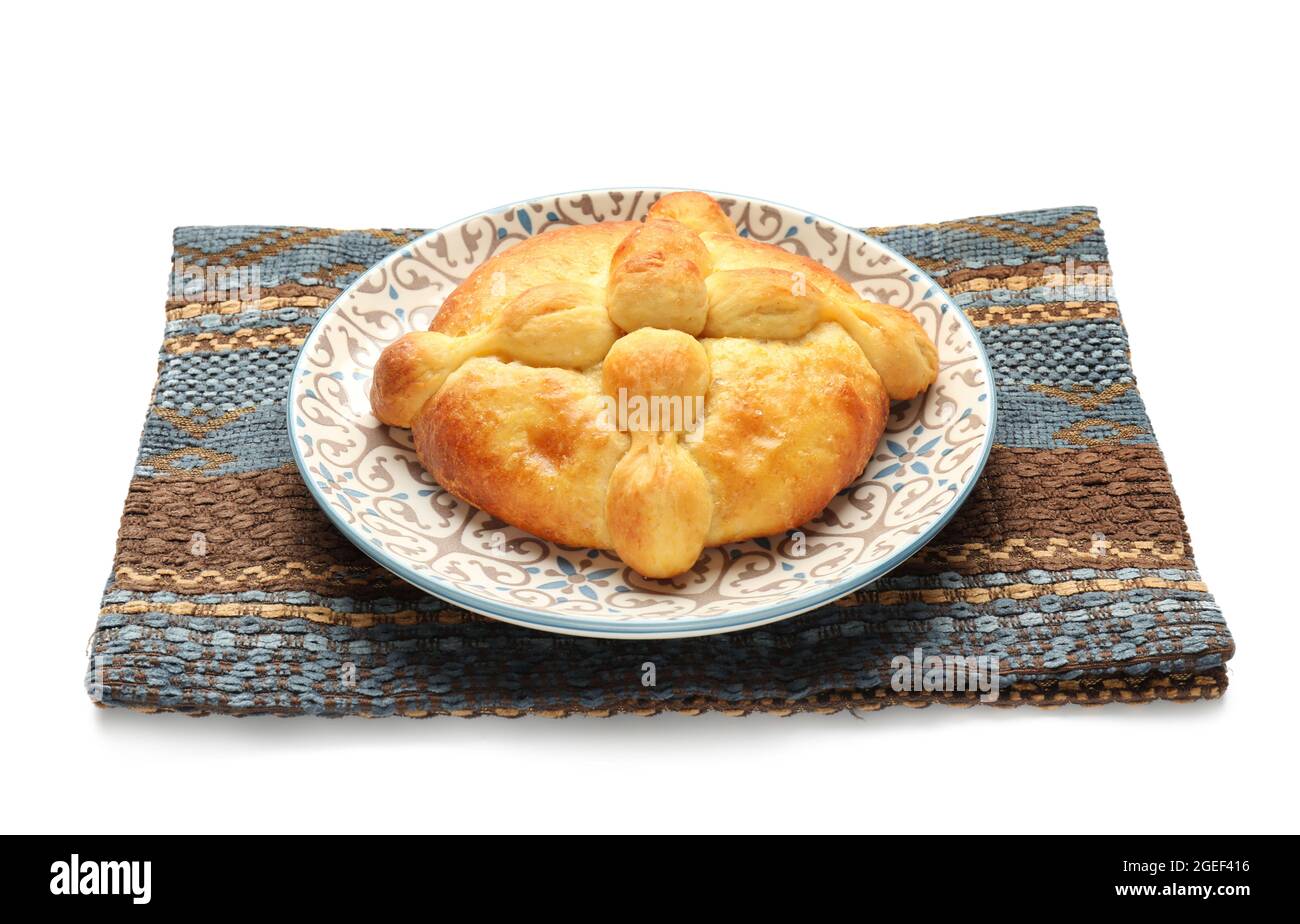 Bread of the dead on white background. Celebration of Mexico's Day of the Dead (El Dia de Muertos) Stock Photo