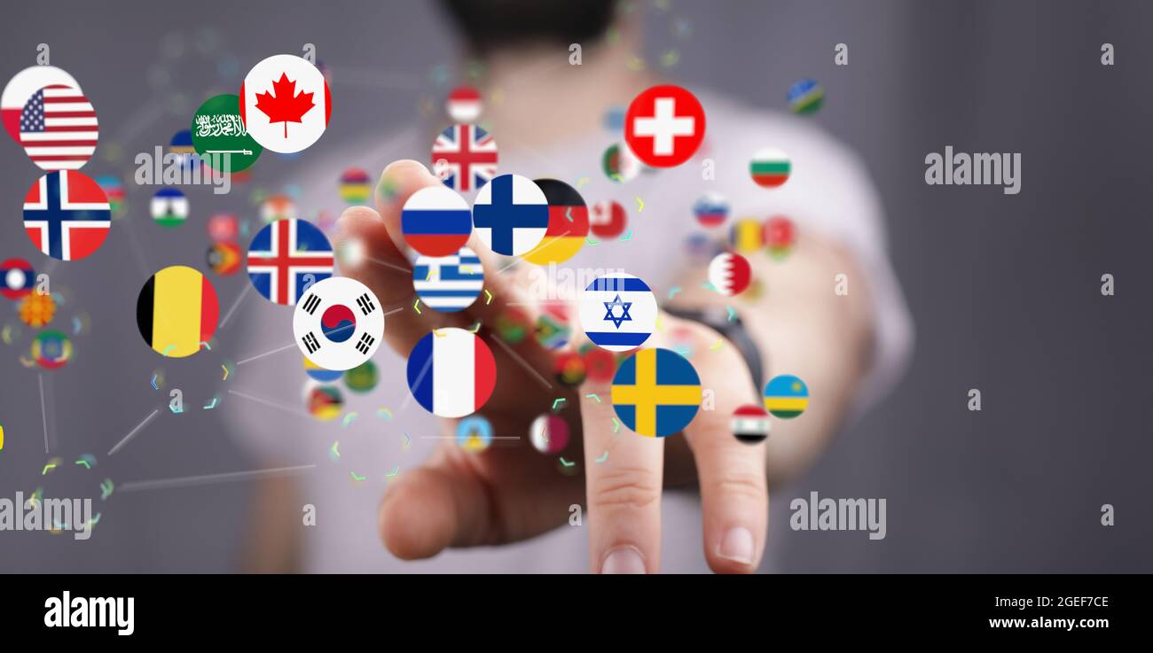Interconnected world map business travel hi-res stock photography and ...