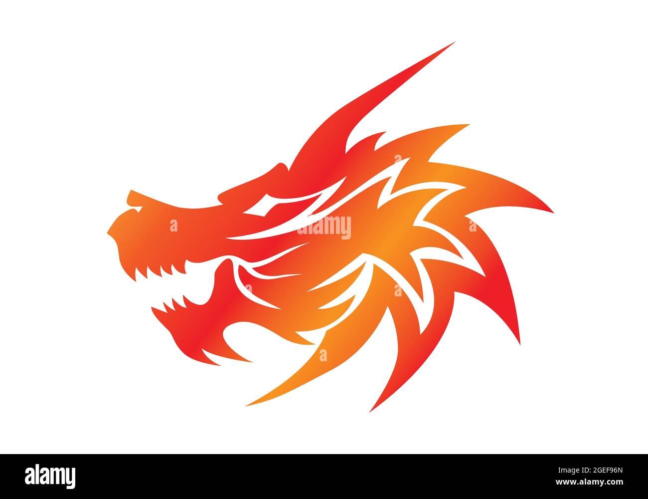 Angry fire dragon tattoo vector isolated. Mythical creature. Stock Vector