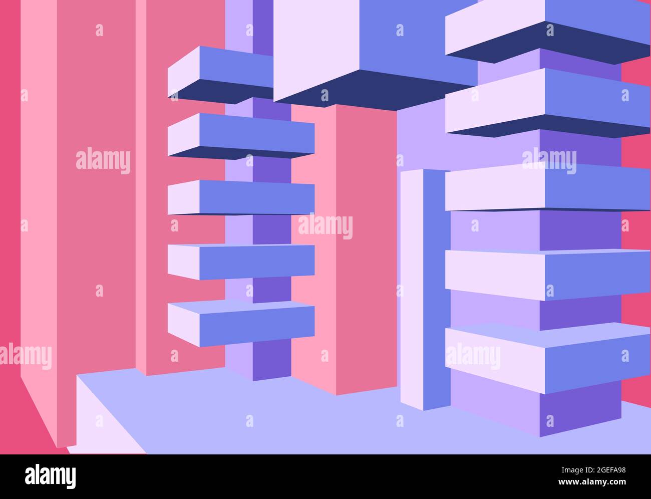 Architecture background with abstract 3D cubes composition and clean minimalistic style Stock Vector