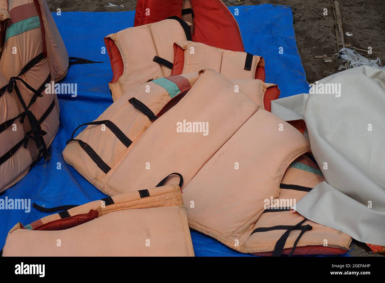 Life jacket with a natural background Stock Photo - Alamy