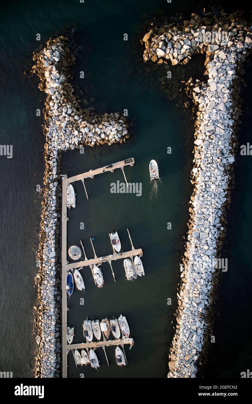 Aerial view of a small port for tourism boats Stock Photo - Alamy