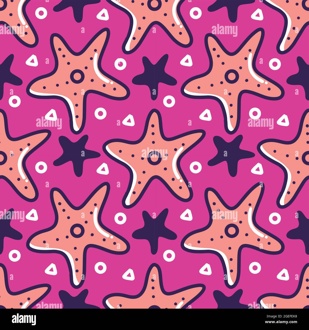 full color seamless starfish pattern doodles Stock Vector Image & Art ...