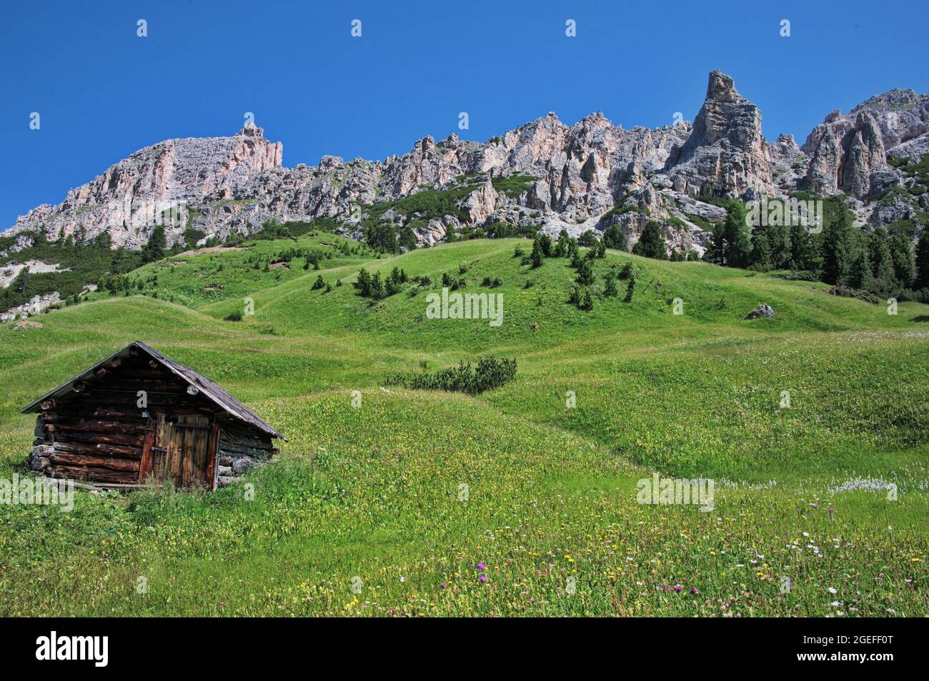 Amazing rocks of Dolomite mountains in Italy Stock Photo