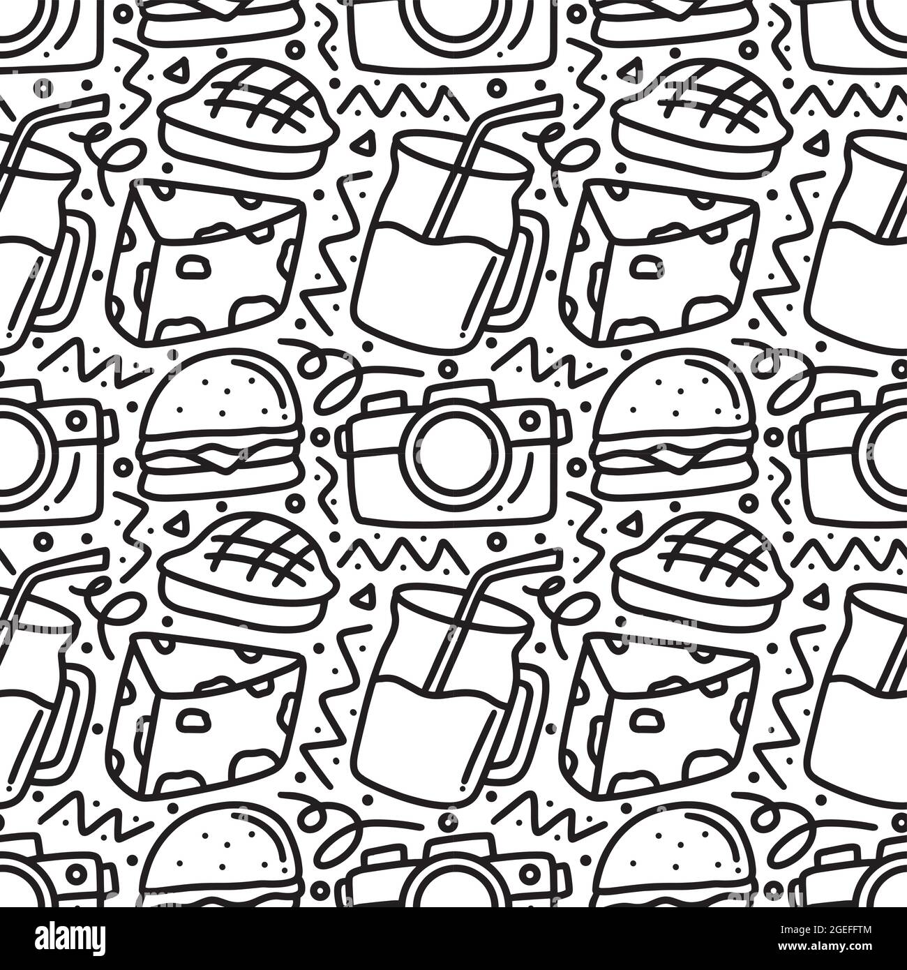 seamless picnic elements pattern doodles Stock Vector Image & Art Alamy