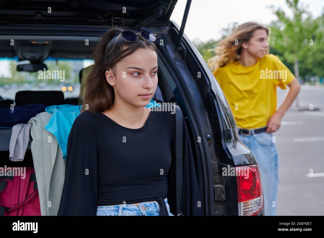 Portrait of a beautiful teenage girl of fourteen years Stock Photo