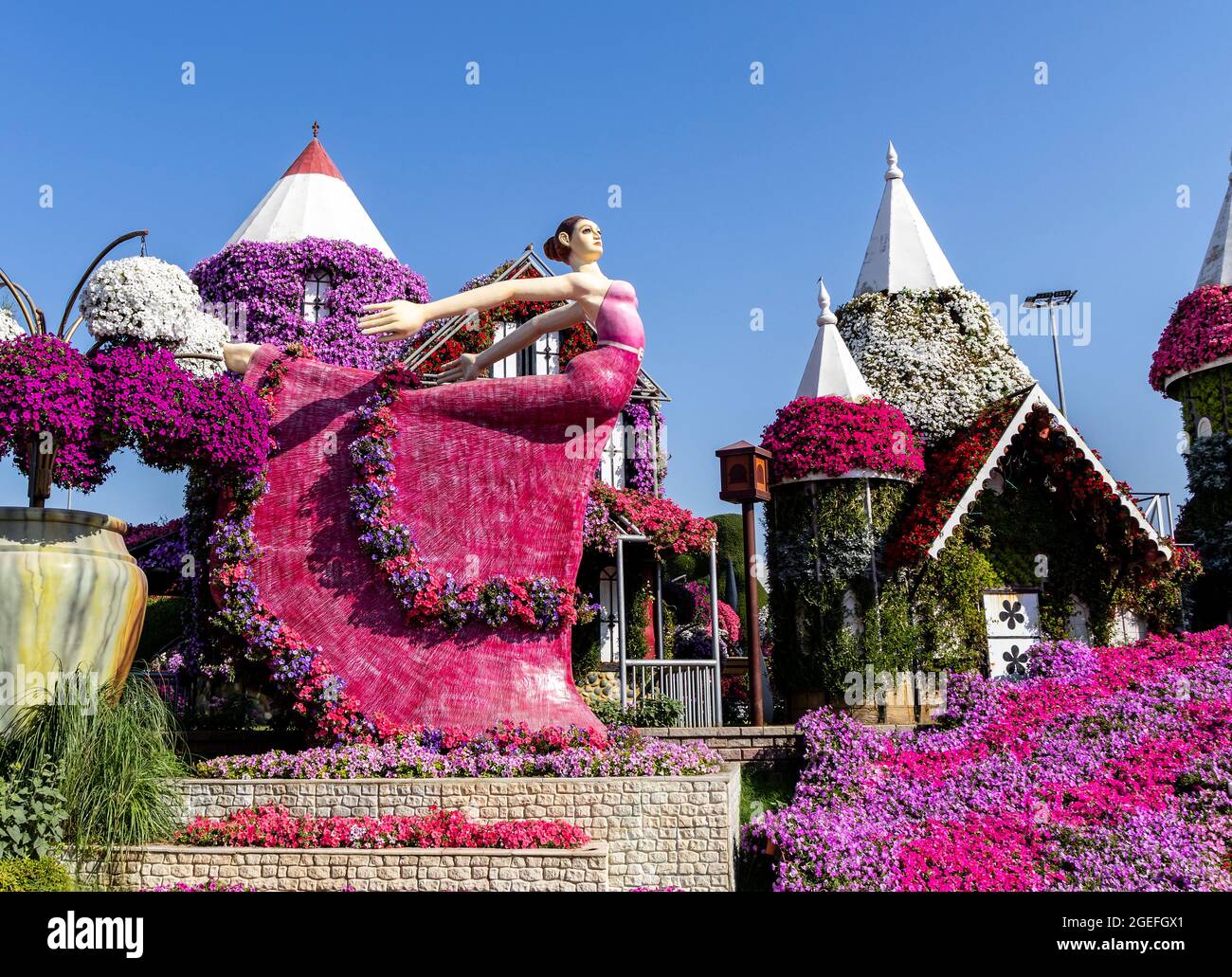 Dubai, UAE 03.06.2020 Flower and landscaping installations in Dubai