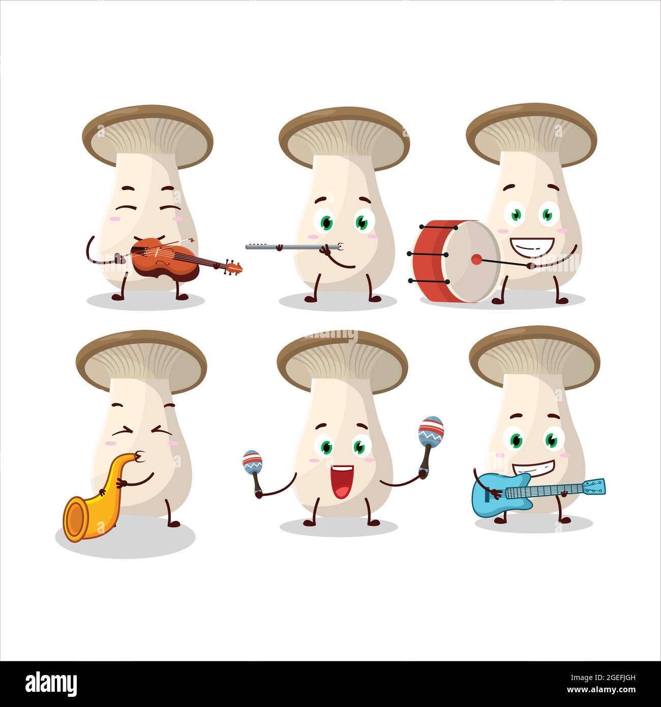 Cartoon character of king trumpet playing some musical instruments