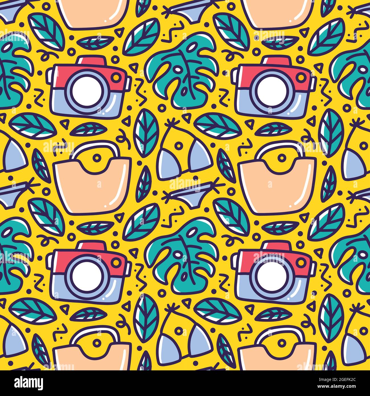 colorful seamless summer vibes doodles for background Stock Vector ...