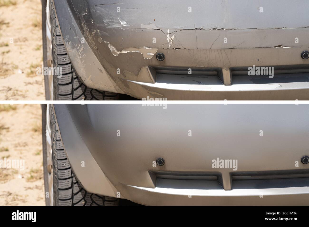 Car Dent Damage Repair Before And After Stock Photo