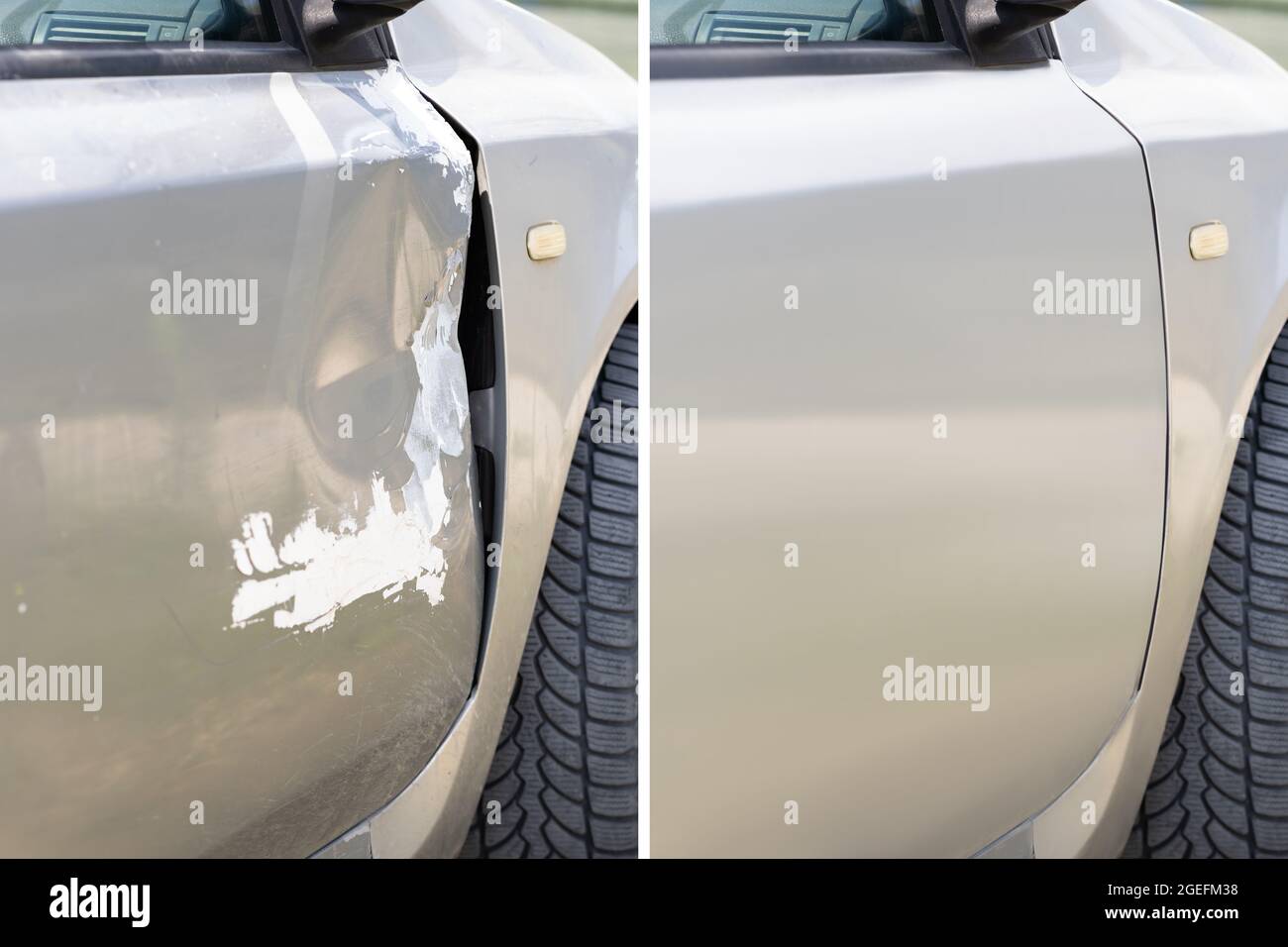 Car Dent Repair And Paint Before And After Stock Photo - Alamy