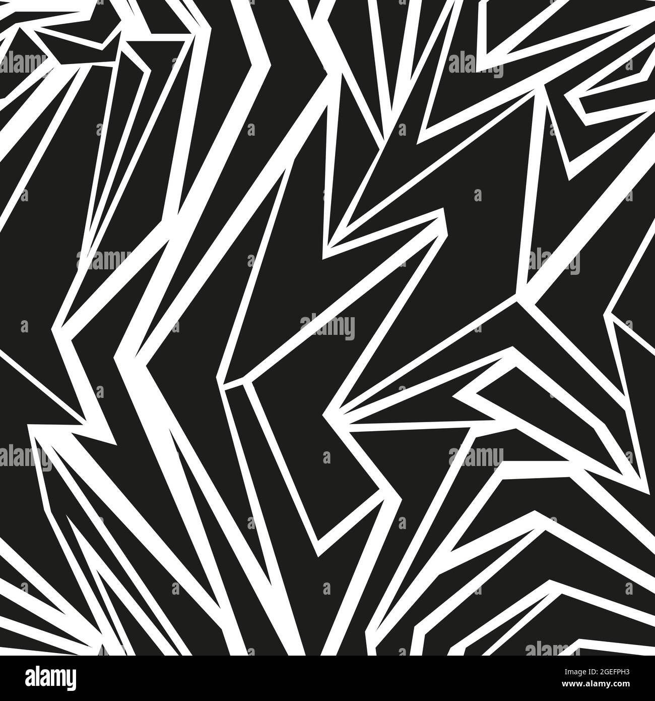 Hand drawn abstract shapes seamless pattern. Black and white background ...