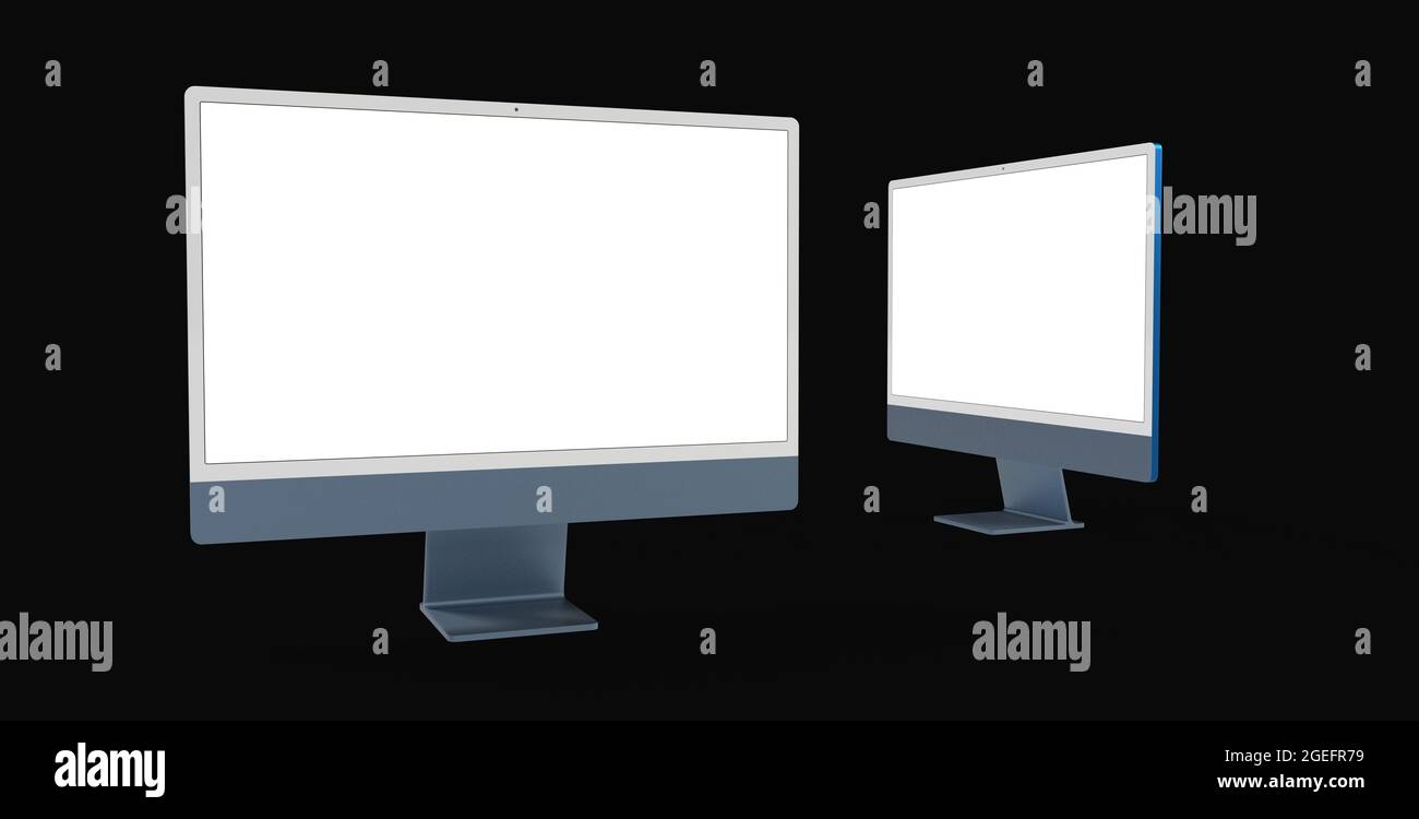 An illustration of a workspace blank screen desktop computer/Mockup ...