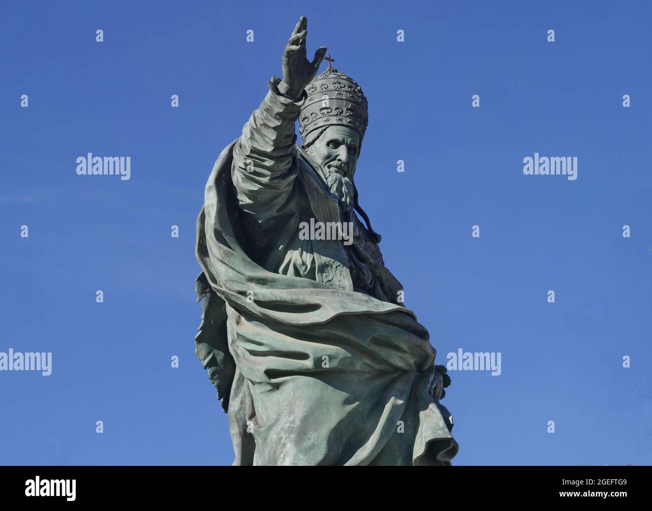 Pio V bronze in Pavia, Lombardy, Italy Stock Photo