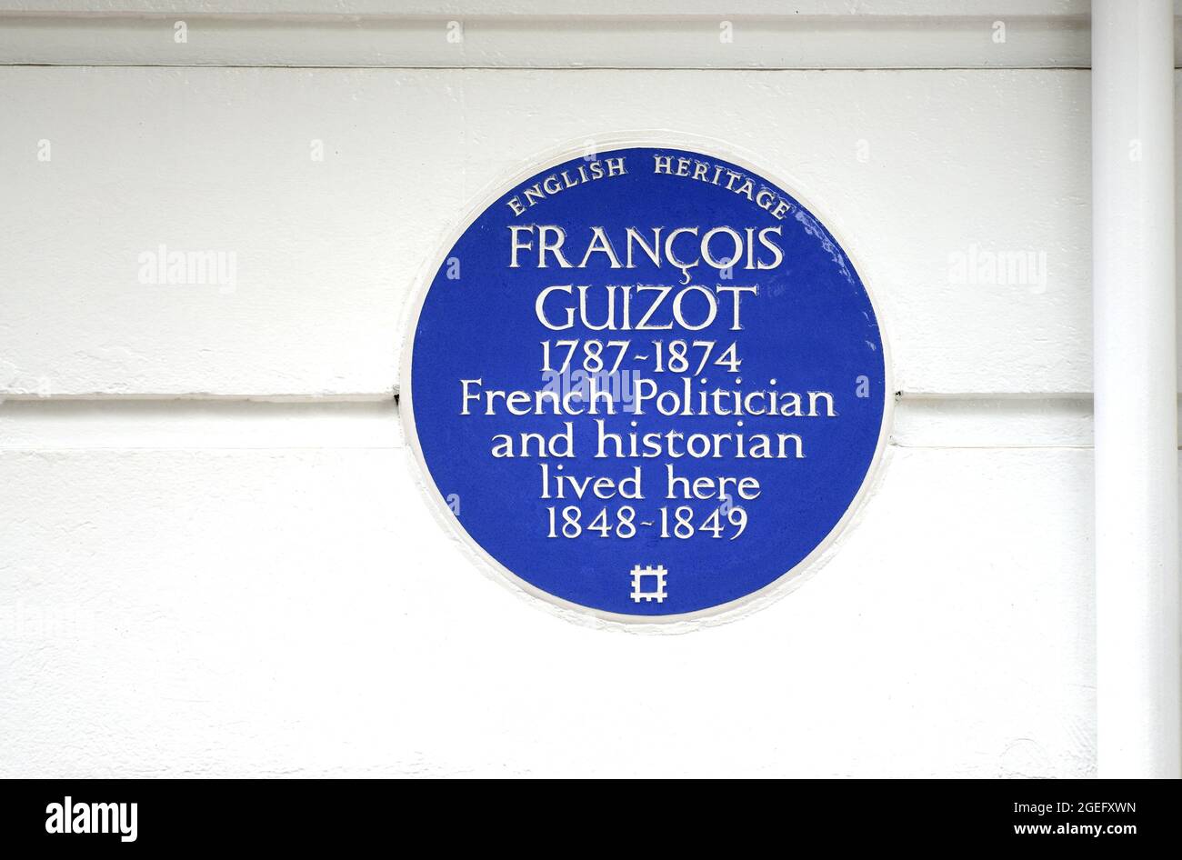 London, UK. Commemorative plaque: 'François Guizot 1787-1874 French politician and historian lived here 1848-1849' at 21 Pelham Crescent, SW7 Stock Photo