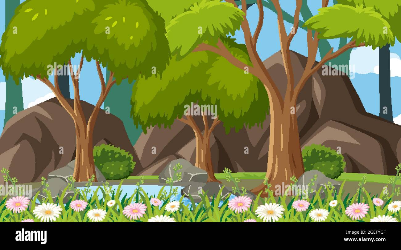 Empty forest landscape scene illustration Stock Vector Image & Art - Alamy