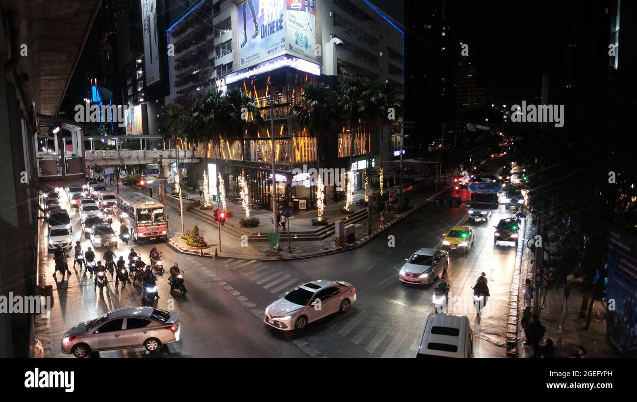 Sukhumvit Road and Ekkamai Road Intersection Bangkok Thailand Stock Photo