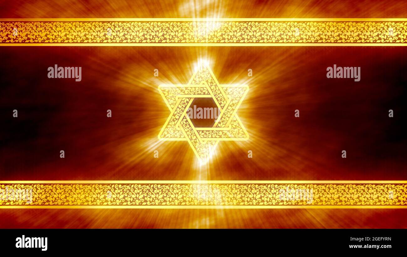 pretty Israel flag with david star . digital abstract 3D illustration Stock Photo
