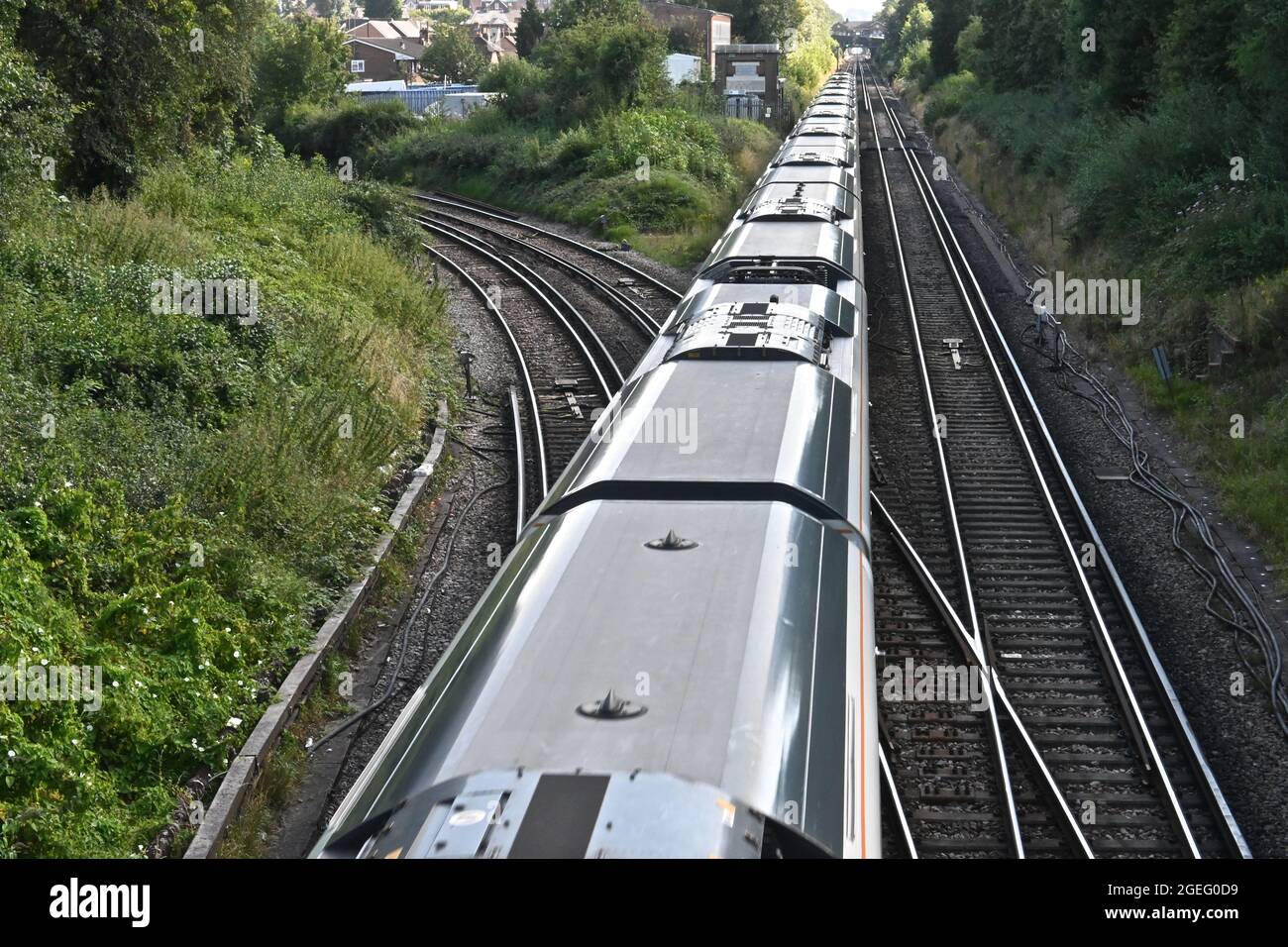 Aerial view of Thames Link train on tracks Stock Photo - Alamy