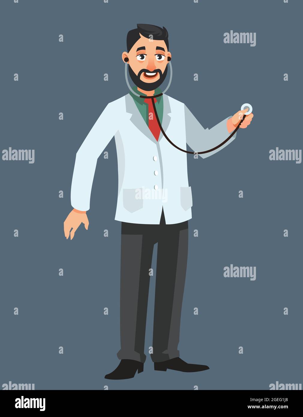 Doctor holding stethoscope. Man in cartoon style Stock Vector Image