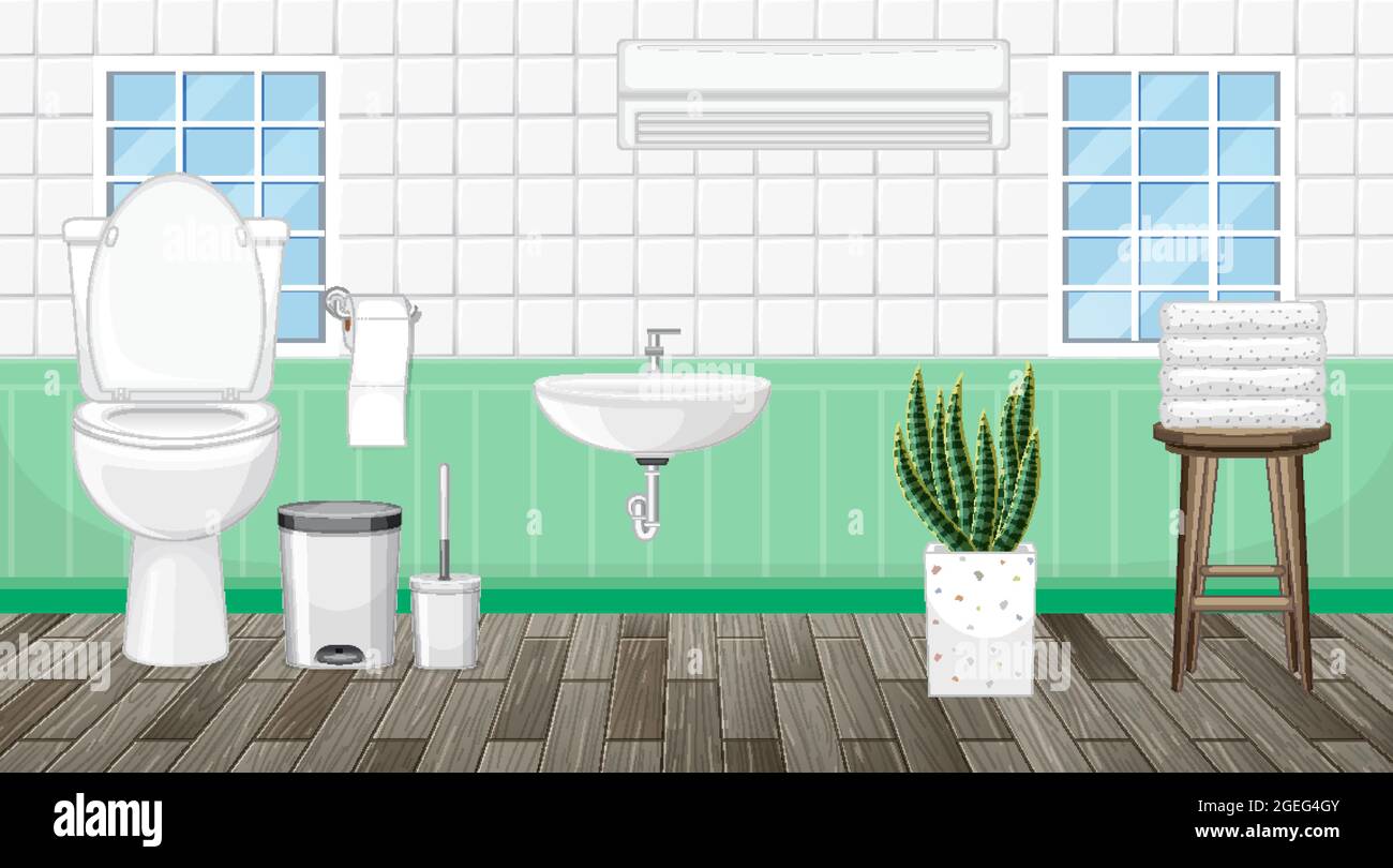Bathroom interior design with furniture illustration Stock Vector Image ...