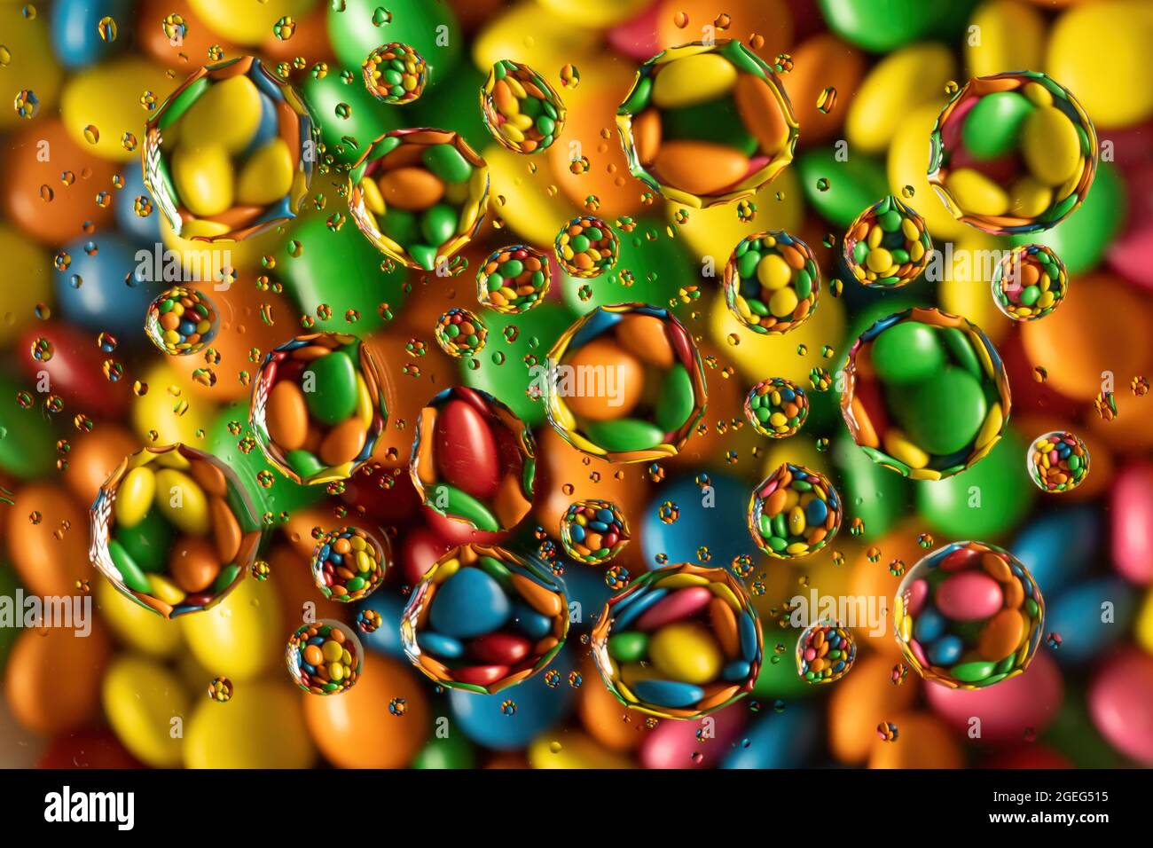 Illustration of water droplets with colorful background Stock Photo - Alamy