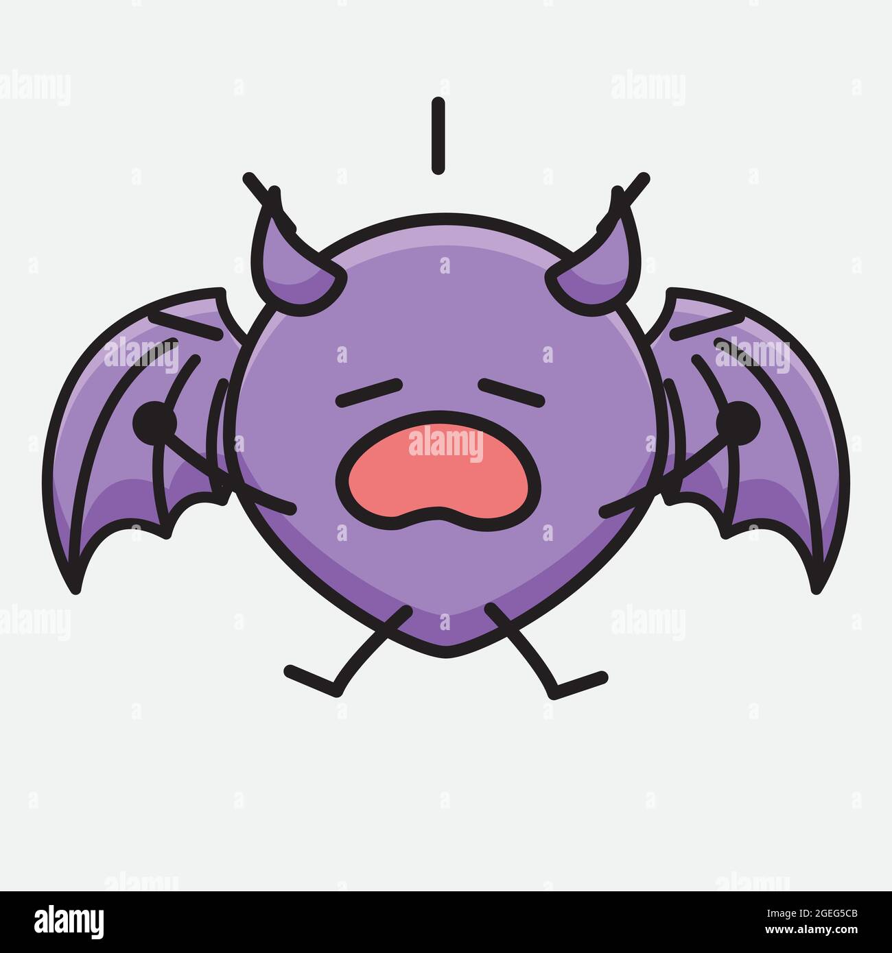 Vector Illustration of Devil Bat Character with cute face and simple ...