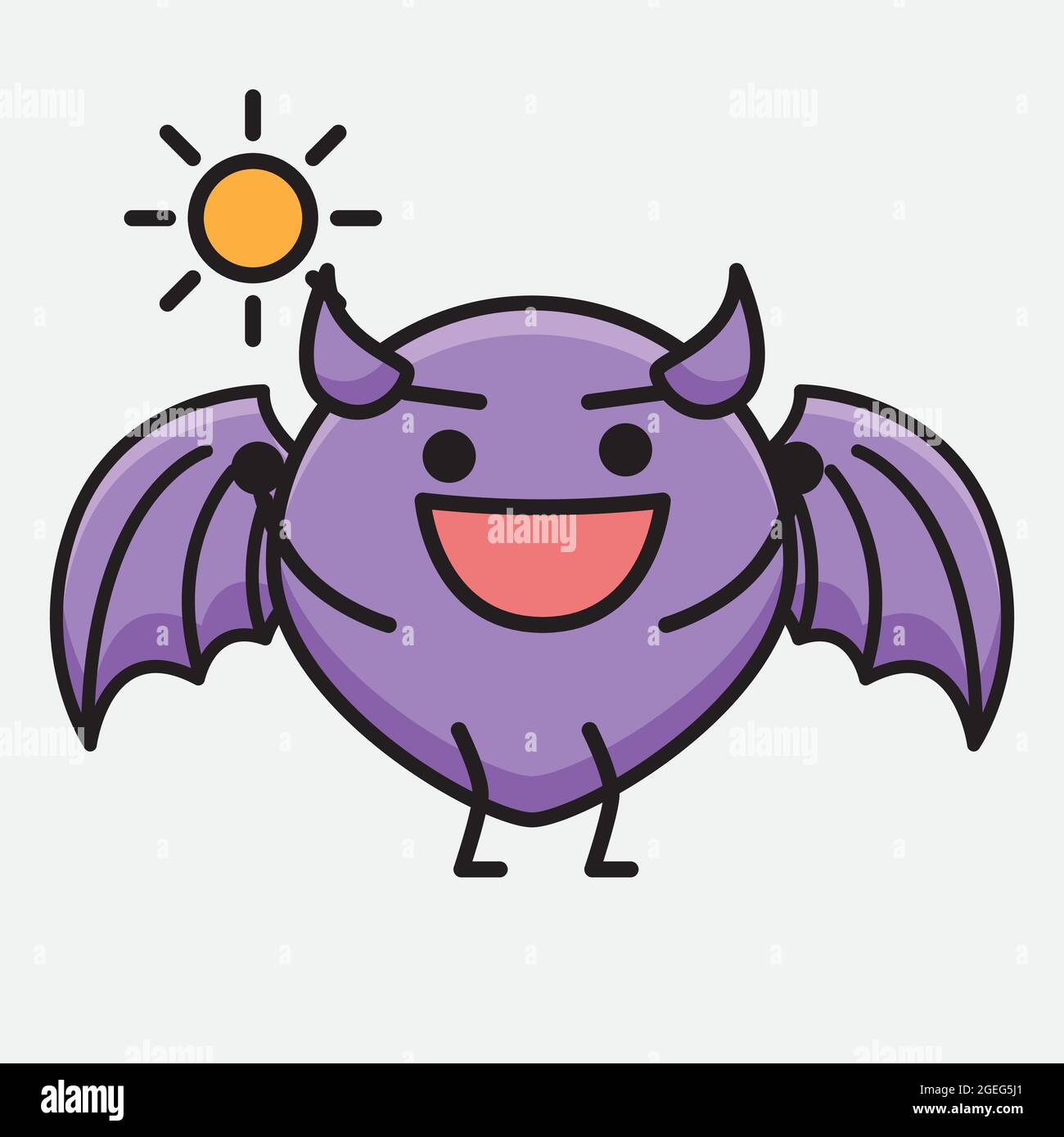 Vector Illustration of Devil Bat Character with cute face and simple ...