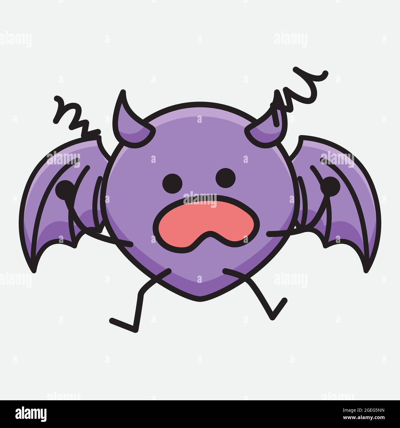 Vector Illustration of Devil Bat Character with cute face and simple ...