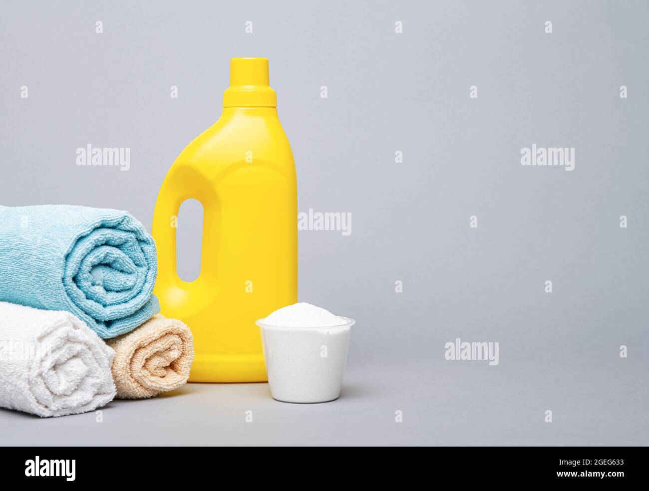 Laundry detergent and liquid detergent. Stock Photo