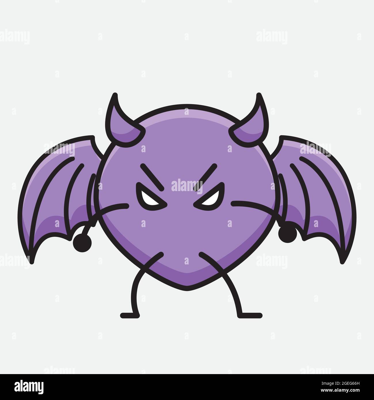 Vector Illustration of Devil Bat Character with cute face and simple ...