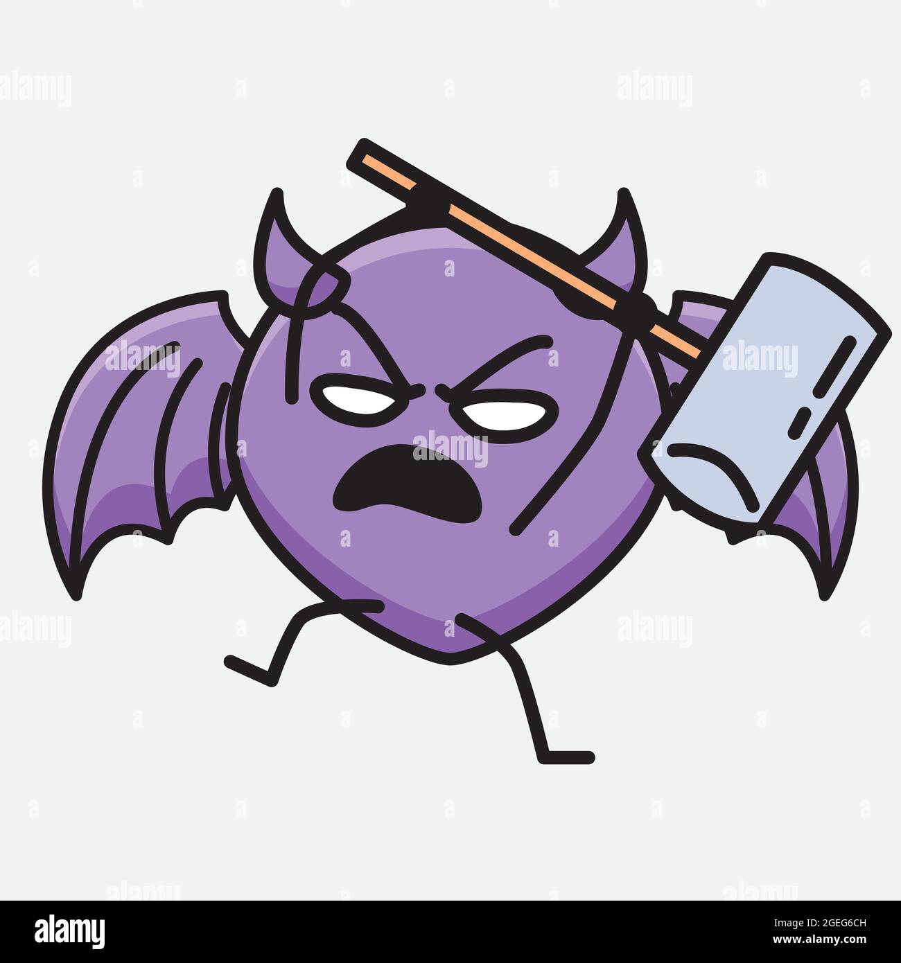 Vector Illustration of Devil Bat Character with cute face and simple ...