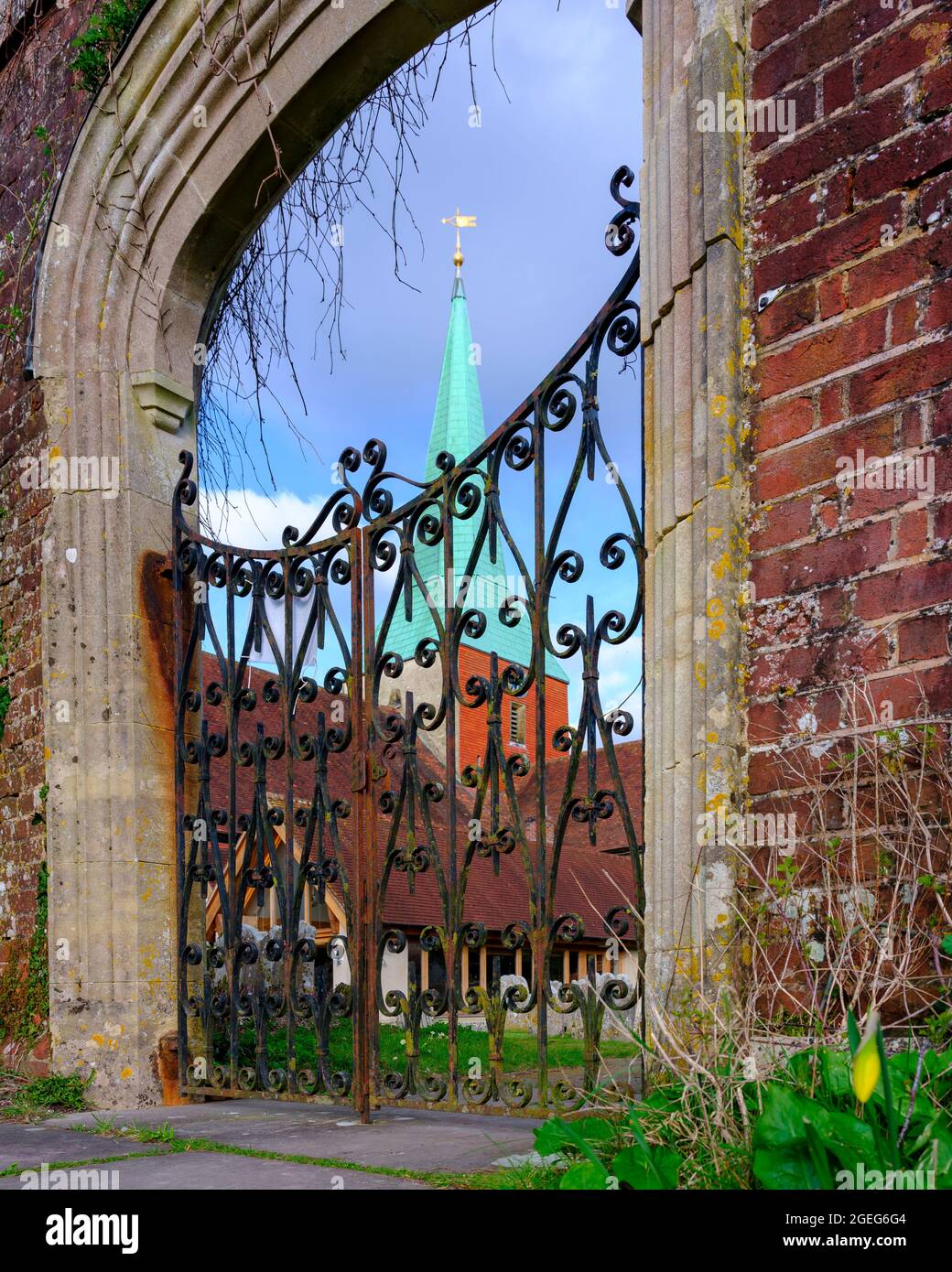 South Harting, UK - March 21, 2021: The Parish Church of Saint Mary and Saint Gabriel, South Harting in West Sussex within the South Downs National P Stock Photo