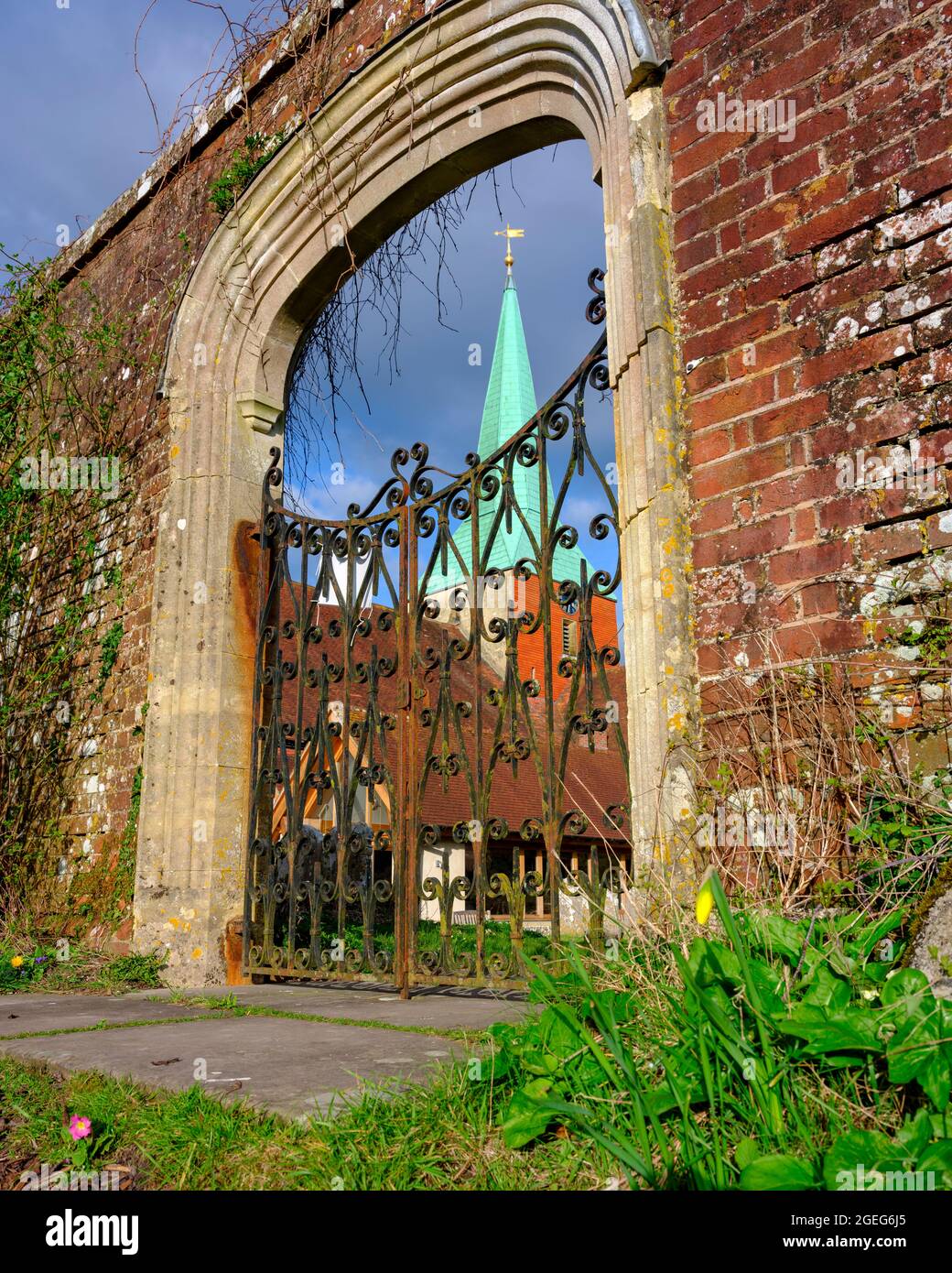 South Harting, UK - March 21, 2021: The Parish Church of Saint Mary and Saint Gabriel, South Harting in West Sussex within the South Downs National P Stock Photo
