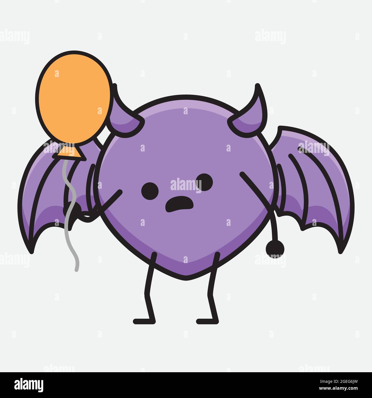 Vector Illustration of Devil Bat Character with cute face and simple ...