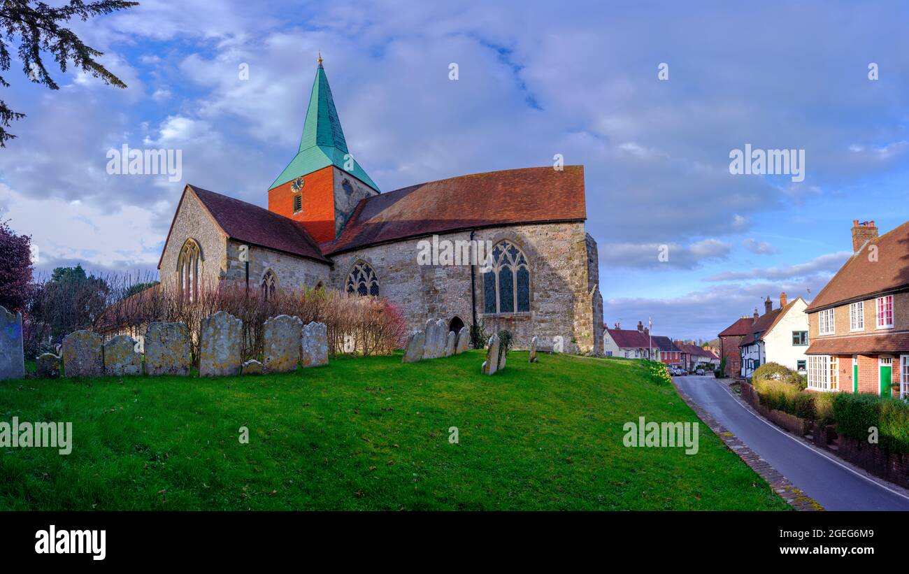 South Harting, UK - March 21, 2021: The Parish Church of Saint Mary and Saint Gabriel, South Harting in West Sussex within the South Downs National P Stock Photo