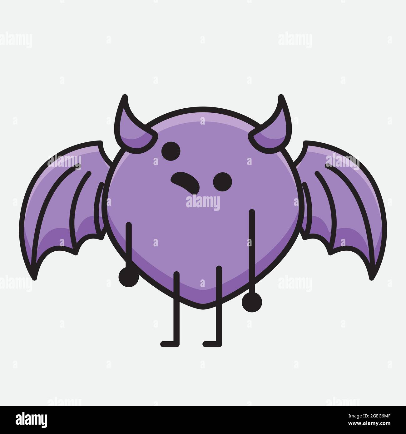Vector Illustration of Devil Bat Character with cute face and simple body  line drawing on isolated background Stock Vector Image & Art - Alamy