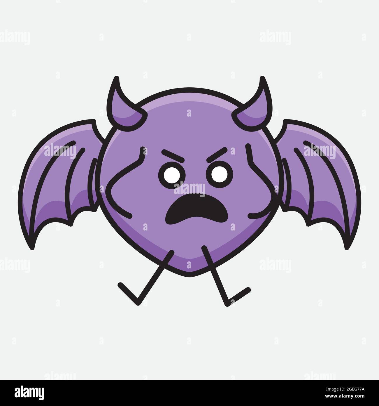 Vector Illustration of Devil Bat Character with cute face and simple ...