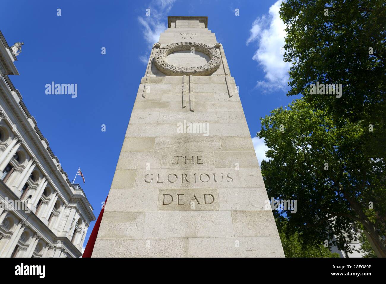London, England, UK. Cenotaph in Whitehall. (1920, by Sir Edwin Lutyens) commemorating the British dead of all wars since WW1 Stock Photo