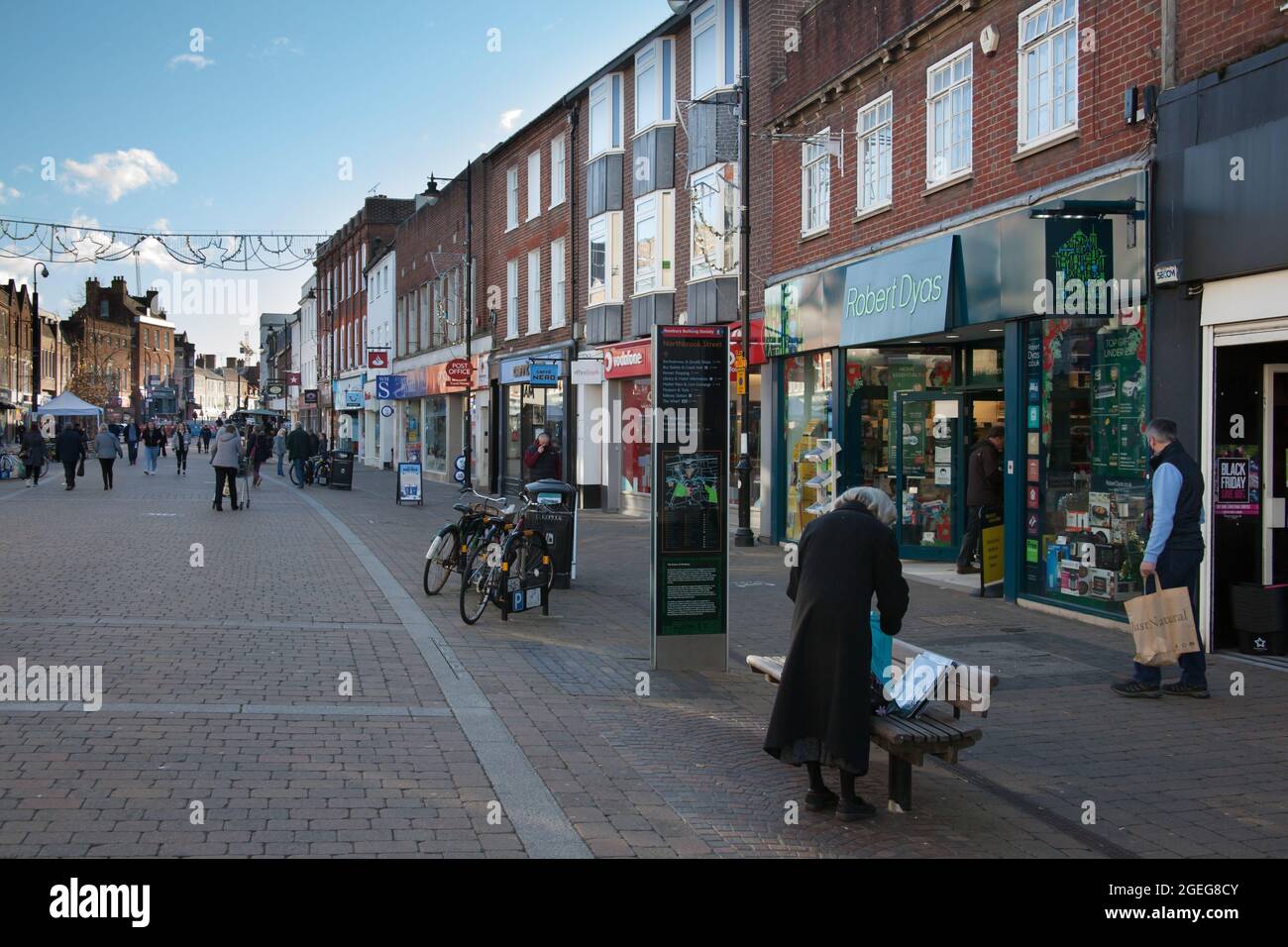 Shoppers on Bridge Street in Newbury in the UK, taken on the 19th November 2020 Stock Photo