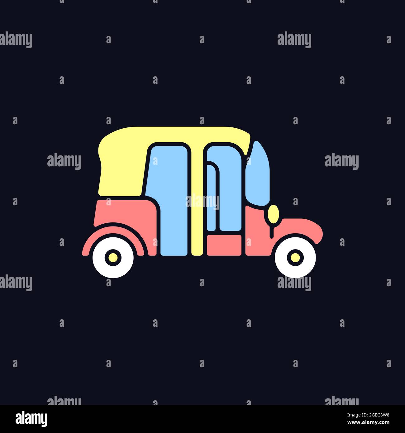 Auto rickshaw RGB color icon for dark theme Stock Vector