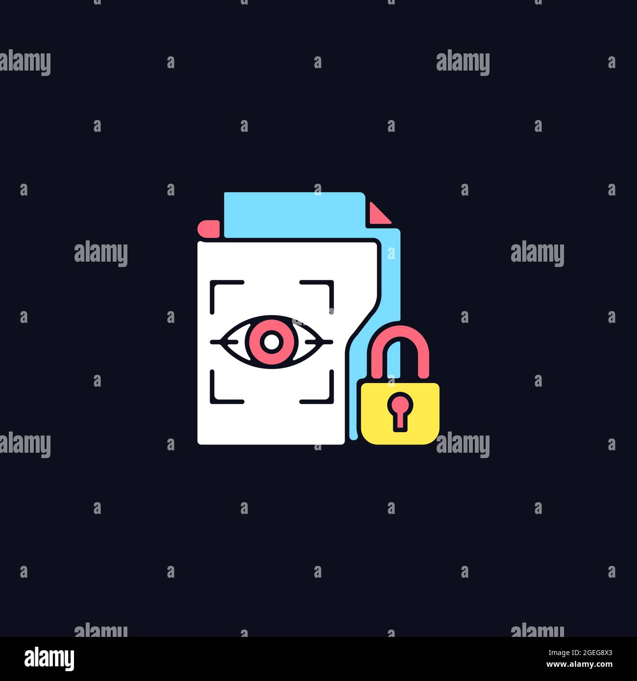 Protected biometric data RGB color icon for dark theme Stock Vector