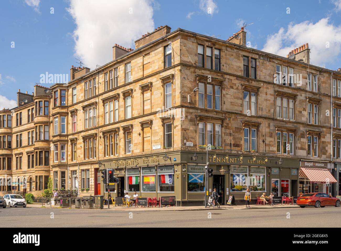 Typical Glasgow tenement building on Byers road Glasgow Stock Photo