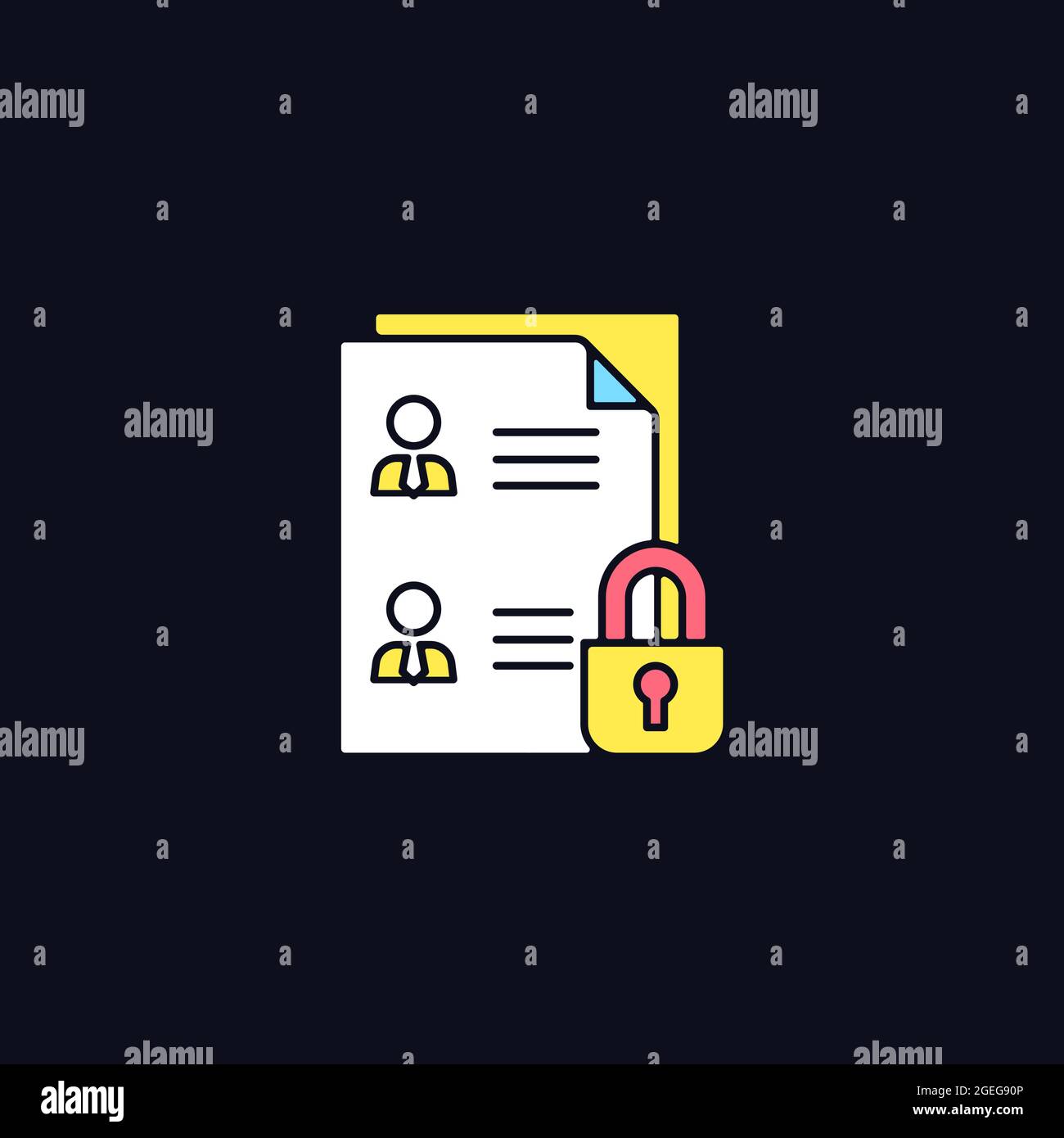 Employee data protection RGB color icon for dark theme Stock Vector ...
